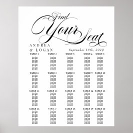 Elegante bruiloft zitplaatsen grafieken poster