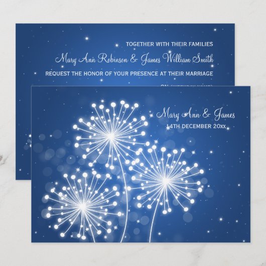 Elegante bruiloft zomer sparkle saffier blauw kaart (Voorkant / Achterkant)