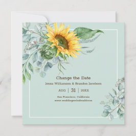 Elegante bruiloft zonnebloem Verander de datum Save The Date