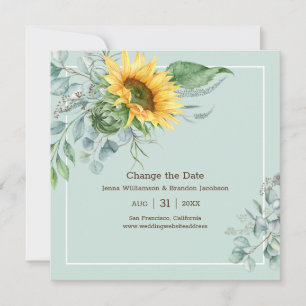 Elegante bruiloft zonnebloem Verander de datum Save The Date