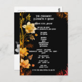 Elegante bruiloft zwart en goud bloemen uitnodigin briefkaart (Voorkant / Achterkant)