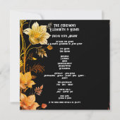 Elegante bruiloft zwart en goud bloemen uitnodigin kaart (Voorkant)