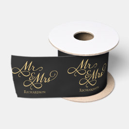 Elegante bruiloft zwart en goud satijnen lint