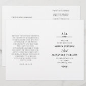 Elegante bruiloft. Zwart en wit programma gevouwen (Voorkant / Achterkant)