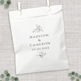 Elegante bruiloft zwart & wit bladeren groen chic bedankzakje