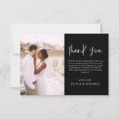 Elegante bruiloft zwart wit dank u foto bedankkaart (Voorkant)