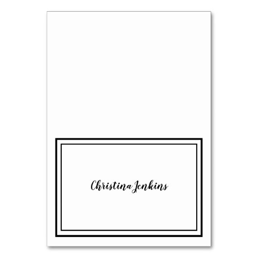 Elegante Bruiloft Zwart & Wit Gast Plaats Kaart (Voorkant)