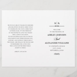 Elegante bruiloft. Zwart-wit programma gevouwen