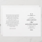 Elegante bruiloft. Zwart-wit programma gevouwen (Voorkant / Achterkant)