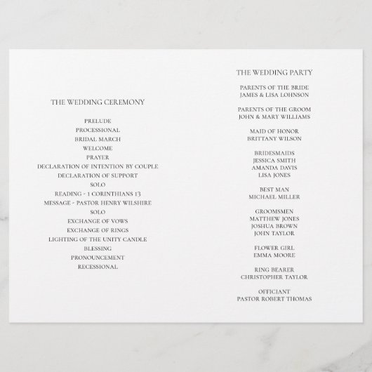 Elegante bruiloft. Zwart-wit programma gevouwen (Achterkant)