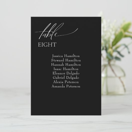 Elegante bruiloft zwarte gast zittafel nummers (Staand voorkant)