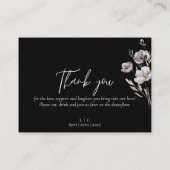 Elegante bruiloft zwarte waterverf dank u plaatskaartje (Achterkant)