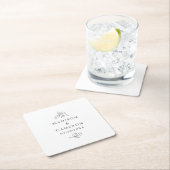 Elegante bruiloften bladeren namen & datum zwart w kartonnen onderzetters (Insitu)