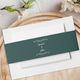 Elegante Bruiloften Calligrafie Luxe Smaragdgroen Uitnodigingen Wikkel