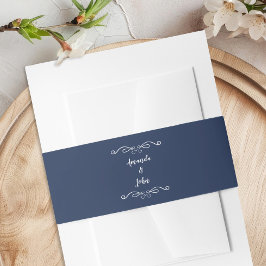 Elegante Bruiloften Romantische Calligrafie Marine Uitnodigingen Wikkel