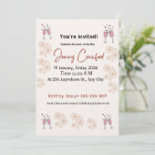 Elegante bruiloftfeest uitnodiging | Printbaar & o (Staand voorkant)