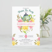Elegante Bruilofts Thee met Bloemen Kaart (Staand voorkant)