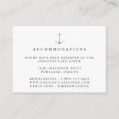 Elegante bruiloftsaccommodaties met nautisch anker informatiekaartje (Voorkant)