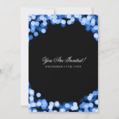 Elegante bruiloftsblauwe sprankelende lichten kaart (Achterkant)