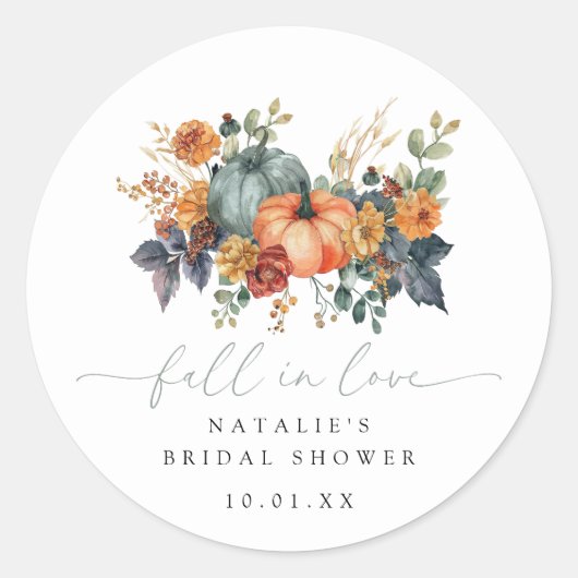 Elegante Bruiloftsborrel Herfst Ronde Sticker (Voorkant)