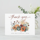 Elegante Bruiloftsborrel in de herfst Bedankkaart (Staand voorkant)