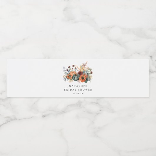 Elegante Bruiloftsborrel in de herfst Waterfles Etiket (Enkel label)