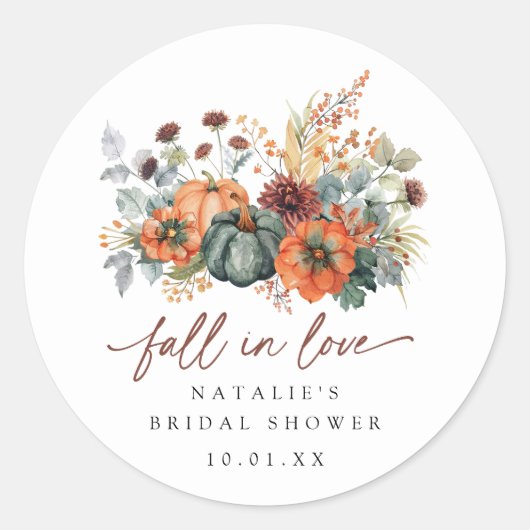Elegante Bruiloftsborrel in Herfststijl Ronde Sticker (Voorkant)