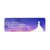 Elegante bruiloftsborrel paarse waterverf Label
