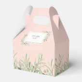 Elegante bruiloftsbruiloftsgroene bladeren roze ro bedankdoosjes (Achterkant)