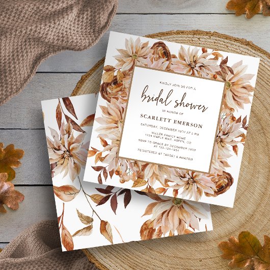 Elegante Bruiloftsdouche Herfst Kaart
