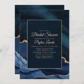 Elegante bruiloftsdouche in navyblauw met goud mar kaart (Voorkant / Achterkant)