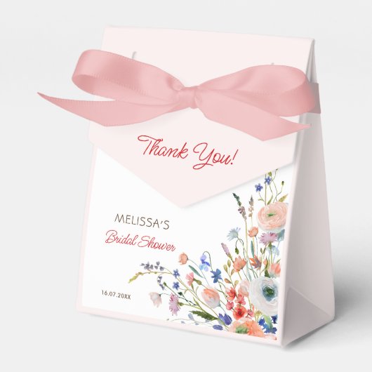 Elegante Bruiloftsdouche met Bloemen Bedankdoosjes (Voorkant Zijde)
