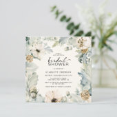 Elegante Bruiloftsdouche met Bloemen Kaart (Staand voorkant)