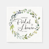 Elegante Bruiloftsdouche met Groene Accenten Servet (Voorkant)