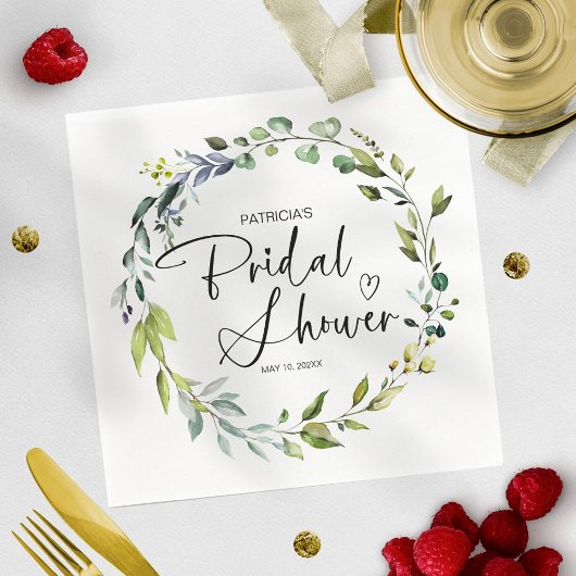 Elegante Bruiloftsdouche met Groene Accenten Servet