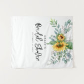Elegante bruiloftsdouche met zonnebloem en eucalyp wandkleed (Voorkant (horizontaal))