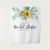 Elegante bruiloftsdouche met zonnebloem en eucalyp wandkleed (Voorkant)