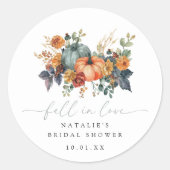 Elegante Bruiloftsdouche voor Herfst Ronde Sticker (Voorkant)