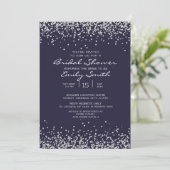 Elegante bruiloftsfeest in marineblauw met zilvere kaart (Staand voorkant)