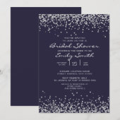 Elegante bruiloftsfeest in marineblauw met zilvere kaart (Voorkant / Achterkant)