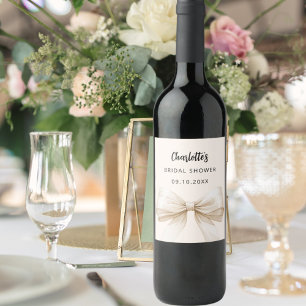 Elegante bruiloftsfeest met beige crèmekleurige st wijn etiket