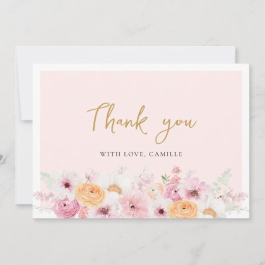 Elegante Bruiloftsfeest met Bloemen Bedankkaart (Voorkant)