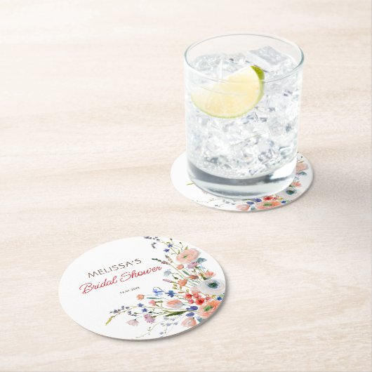 Elegante Bruiloftsfeest met Bloemen Ronde Kartonnen Onderzetter (Insitu)