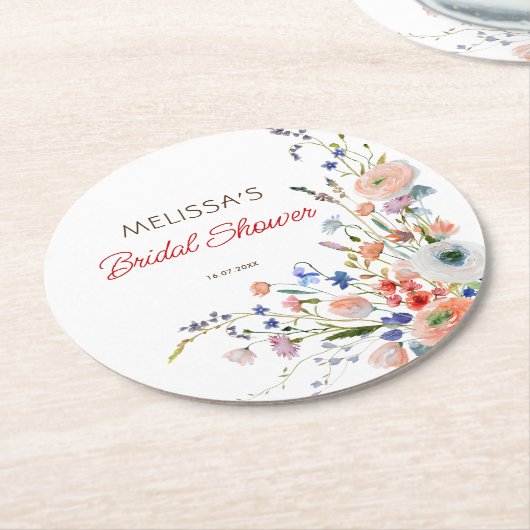 Elegante Bruiloftsfeest met Bloemen Ronde Kartonnen Onderzetter (Gebogen)