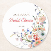 Elegante Bruiloftsfeest met Bloemen Ronde Kartonnen Onderzetter (Voorkant)