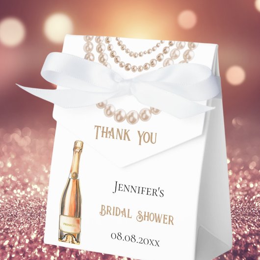 Elegante bruiloftsfeest parels Prosecco Bedankdoosjes