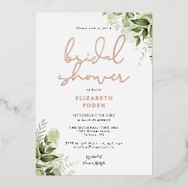 Elegante Bruiloftsfeest Roestige Groene Monogram Folie Uitnodiging