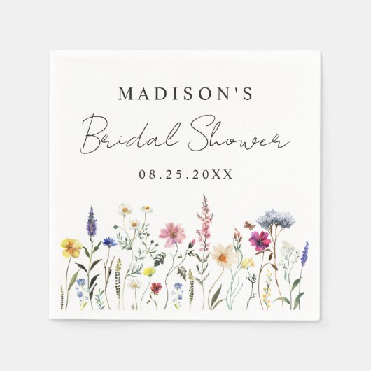 Elegante bruiloftsfeest weide met wilde bloemen servet (Voorkant)