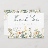 Elegante bruiloftsontvangst met wilde bloemen bedankkaart (Voorkant / Achterkant)