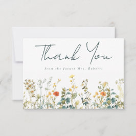 Elegante bruiloftsontvangst met wilde bloemen bedankkaart